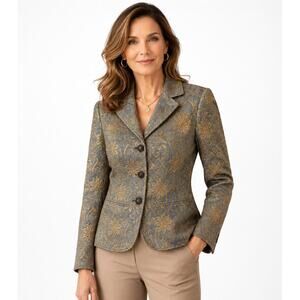Chicos Gold Brocade Blazer Jacket